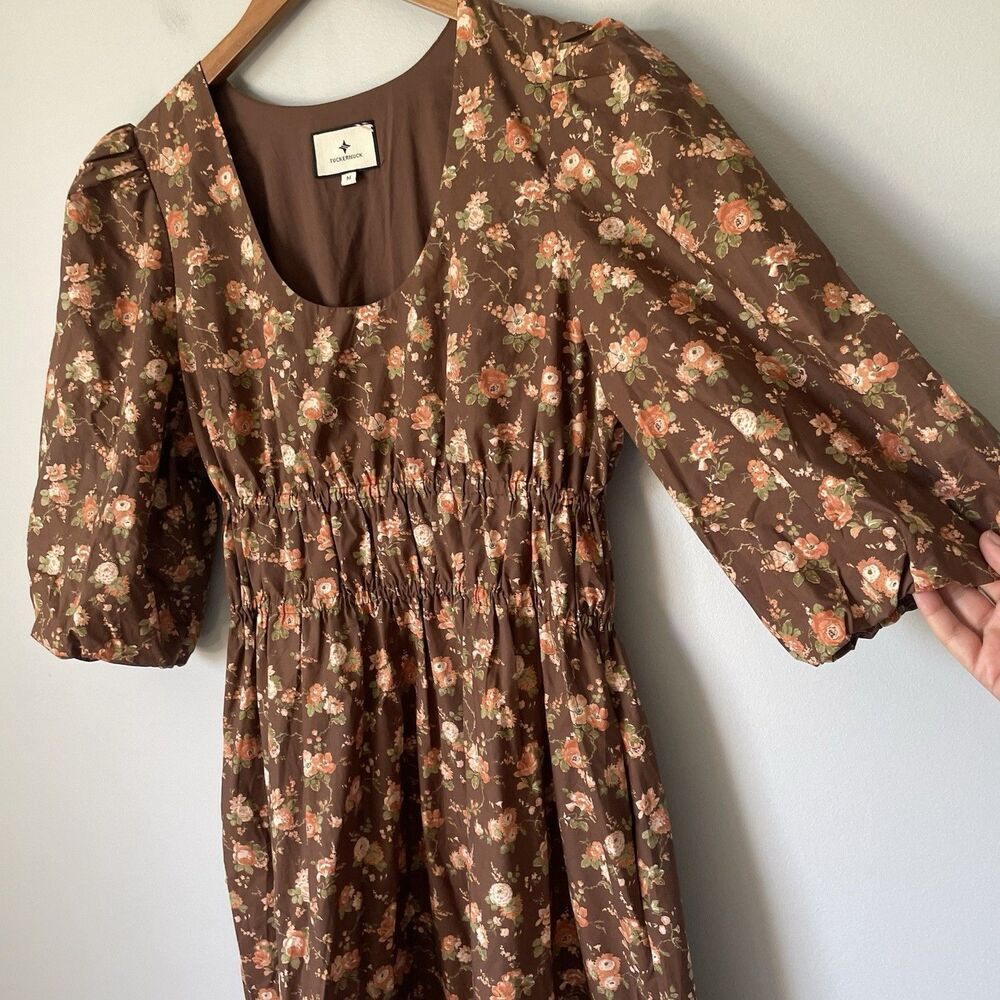 Tuckernuck Rosewood Chintz Marlena Floral Brown Boho Midi Dress Size Medium - Picture 3 of 11